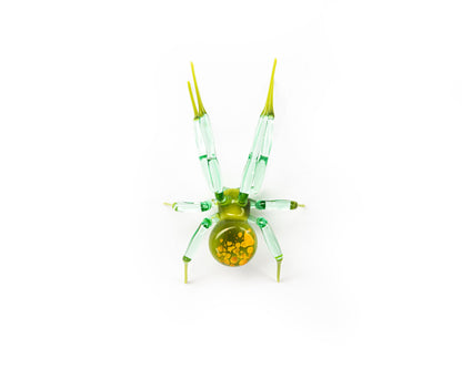 Handmade Uranium Glass Spider Figurine – Green Glowing UV Sculpture