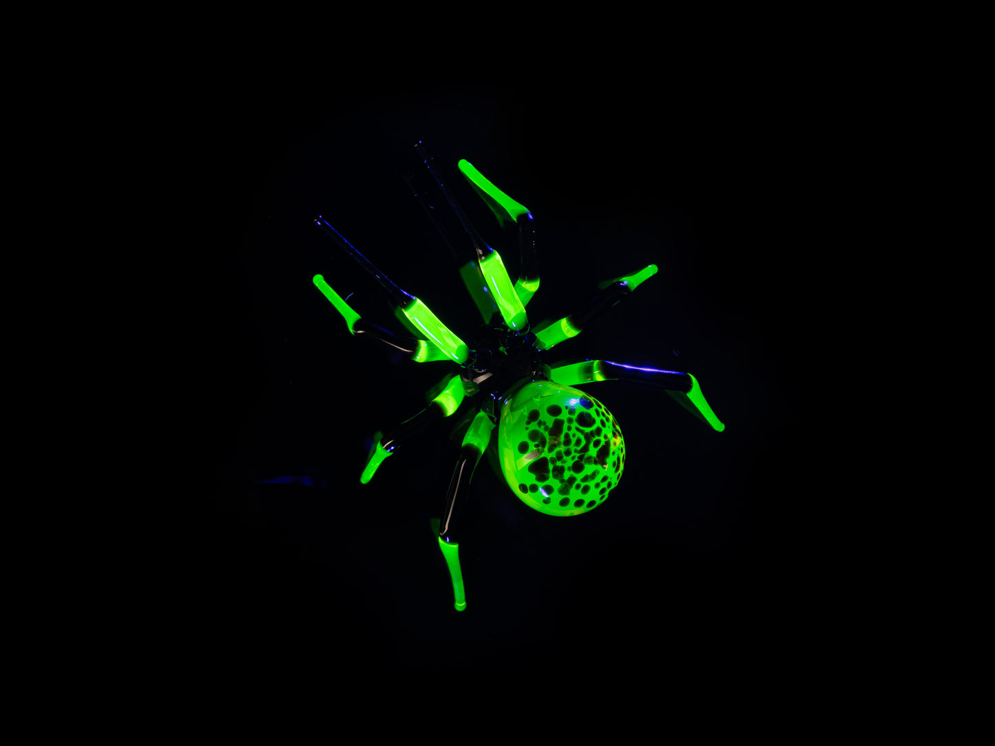 Glow in the Dark Uranium Glass Spider Figurine • Murano Glass Insect • Creepy Gothic Decor Gift