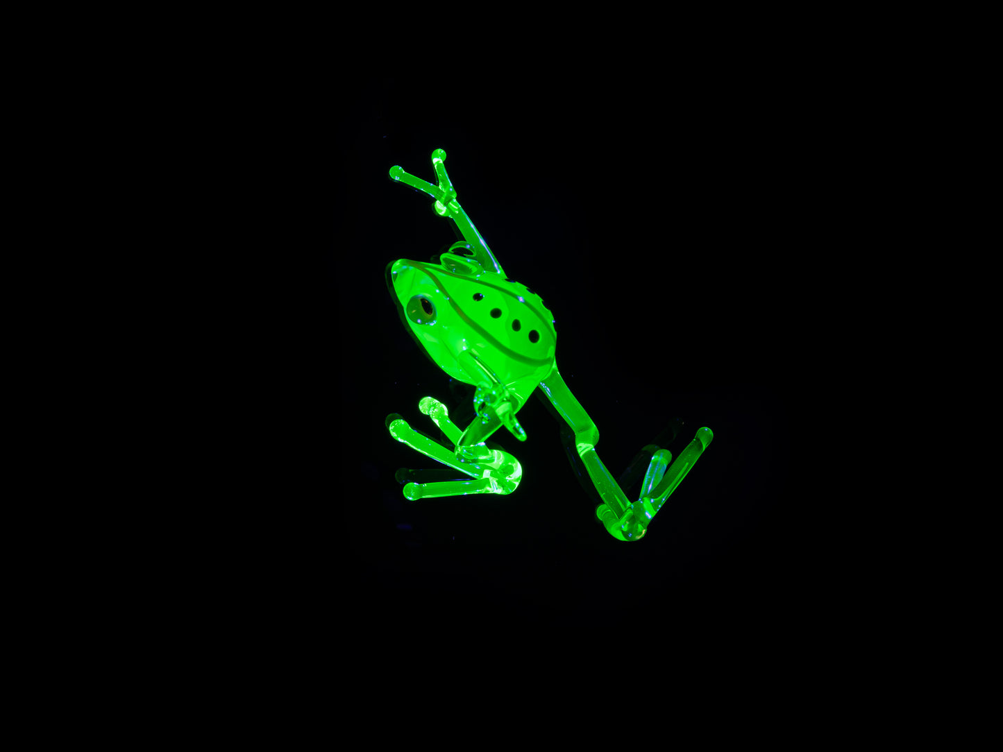 Glow in the Dark Uranium Glass Frog Figurine – Miniature Green Toad – Lampwork Art – Glowing Gift