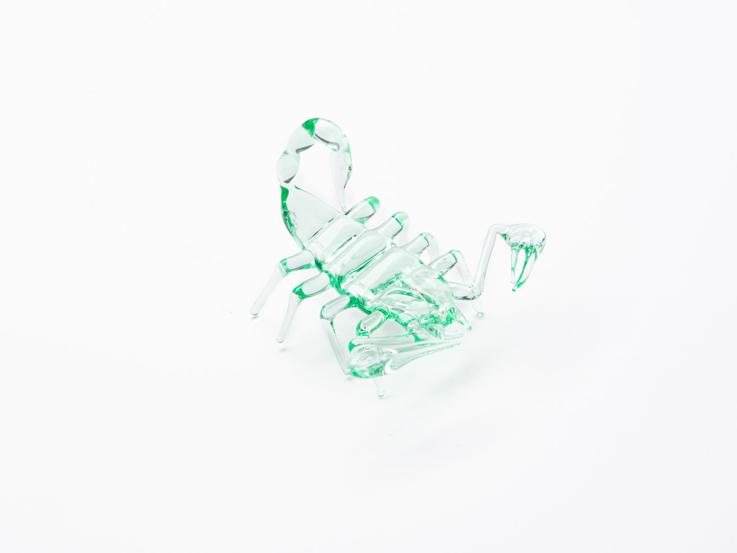 Glowing Uranium Glass Scorpion – Handmade Figurine, Miniature Neon Green Animal, UV Reactive Glass Art