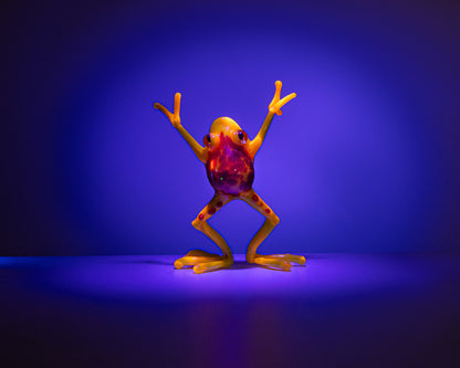 Handmade Uranium Glass Frog Figurine – UV Reactive Sculpture