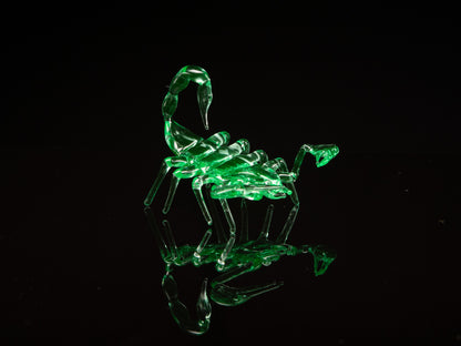 Glowing Uranium Glass Scorpion – Handmade Figurine, Miniature Neon Green Animal, UV Reactive Glass Art