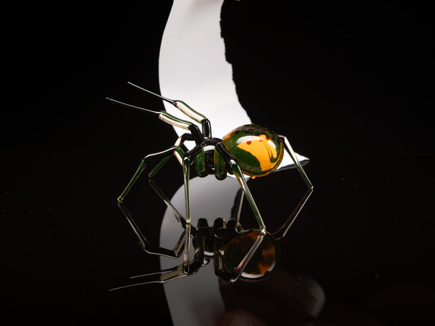 Glow in the Dark Uranium Glass Spider Figurine • Murano Glass Insect • Creepy Gothic Decor Gift