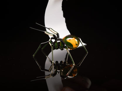 Glow in the Dark Uranium Glass Spider Figurine • Murano Glass Insect • Creepy Gothic Decor Gift