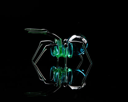 Uranium Glass Spider Figurine – Handmade Lampwork UV Reactive Sculpture