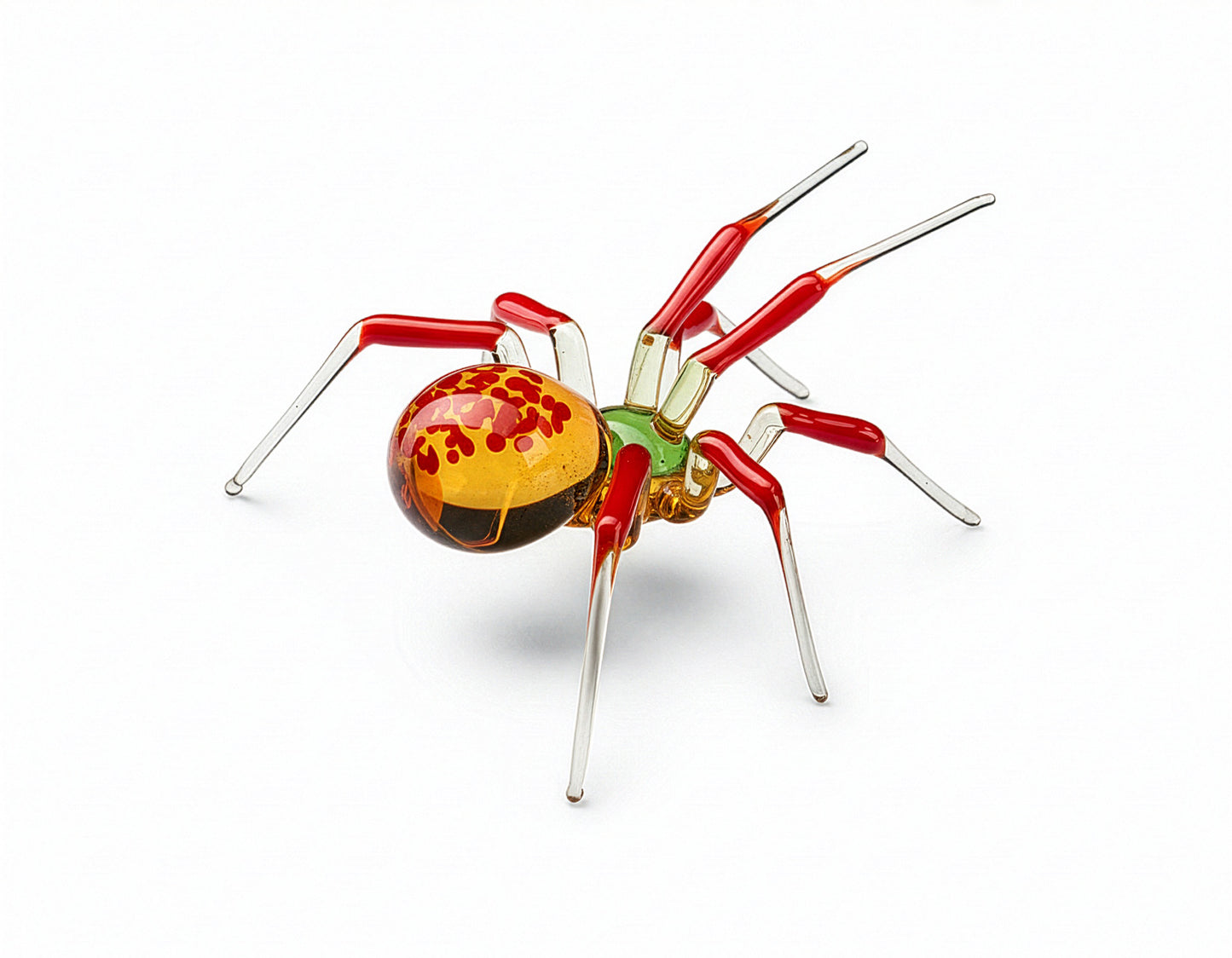 Bronze Red Uranium Glass Spider Figurine – Miniature Insect – Sci-Fi Glow in the Dark Sculpture – Handmade Lampwork