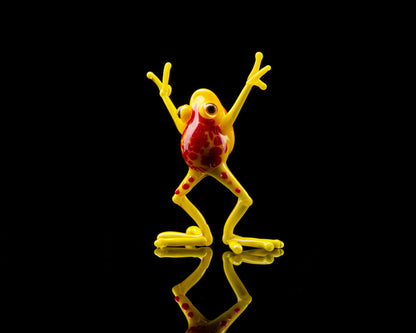 Handmade Uranium Glass Frog Figurine – UV Reactive Sculpture