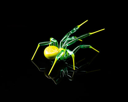 Handmade Uranium Glass Spider Figurine – Green Glowing UV Sculpture