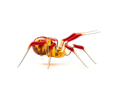 Bronze Red Uranium Glass Spider Figurine – Miniature Insect – Sci-Fi Glow in the Dark Sculpture – Handmade Lampwork