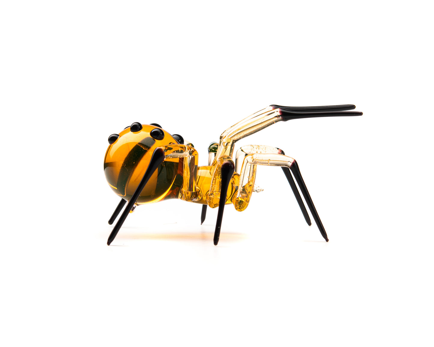 Bronze Black Uranium Glass Spider Figurine – Miniature Insect – Sci-Fi Glow in the Dark Sculpture – Handmade Lampwork