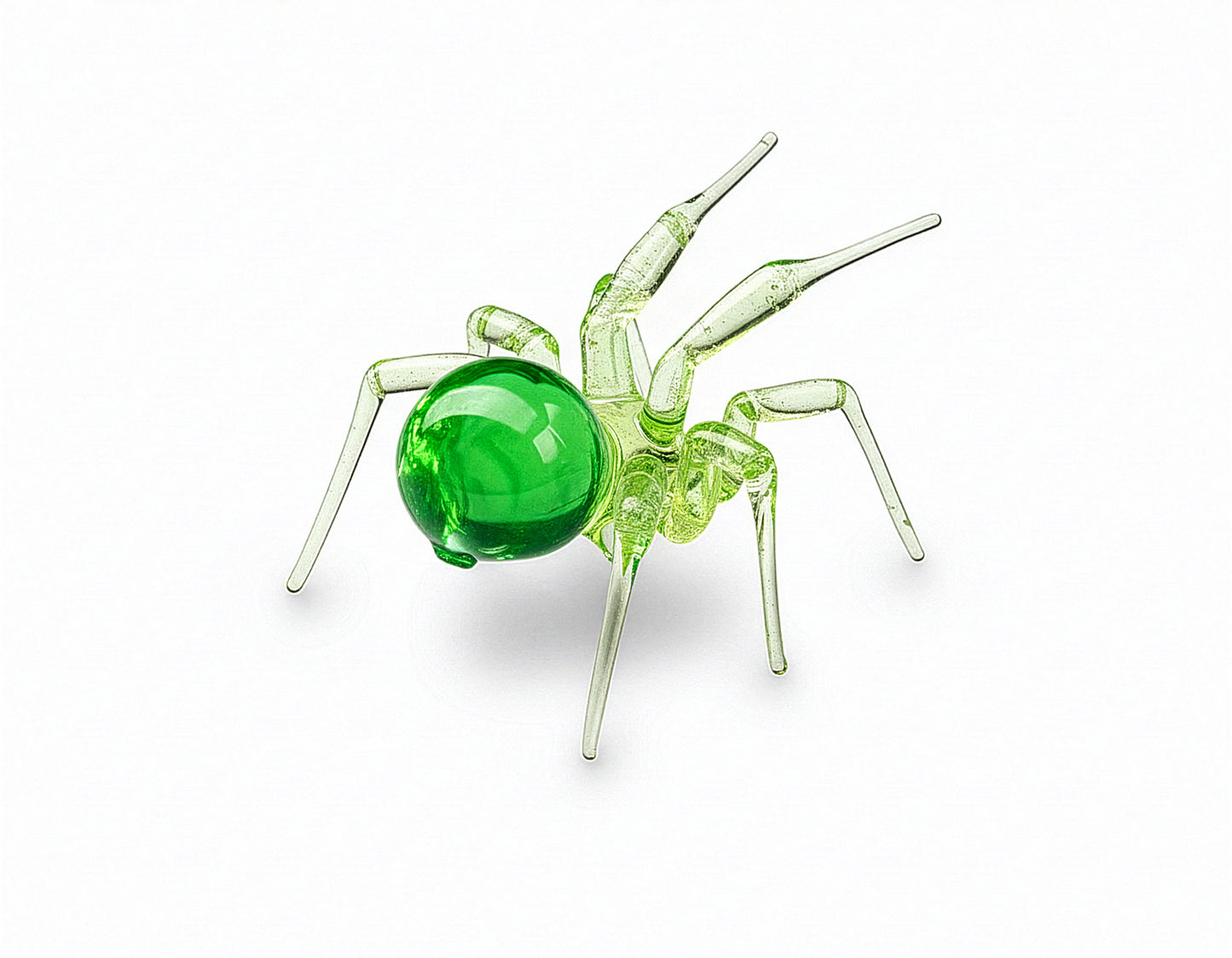 Green Yellow Uranium Glass Spider Figurine – Miniature Insect – Sci-Fi Glow in the Dark Sculpture – Handmade Lampwork