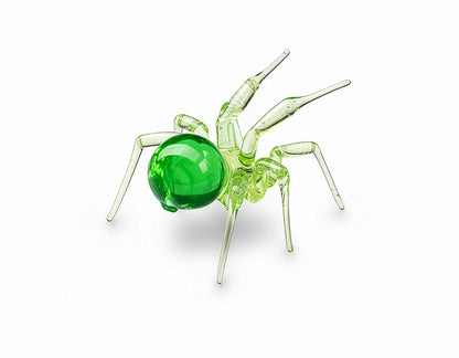 Green Yellow Uranium Glass Spider Figurine – Miniature Insect – Sci-Fi Glow in the Dark Sculpture – Handmade Lampwork