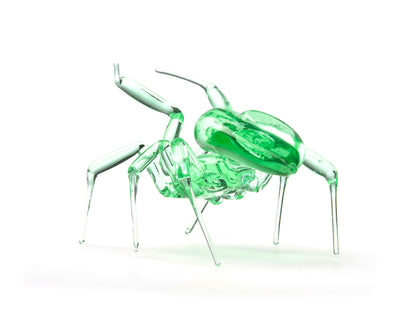 Deep Green Uranium Glass Spider Figurine – Miniature Insect – Sci-Fi Glow in the Dark Sculpture – Handmade Lampwork