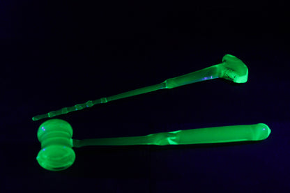 Uranium Glass Lobotomy Tool Set – Glowing Horror Art, Dark Medical Glass Sculpture, UV Reactive Creepy Decor for Curio Cabinet