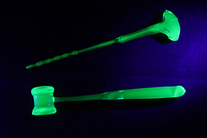 Uranium Glass Lobotomy Tool Set – Glowing Horror Art, Dark Medical Glass Sculpture, UV Reactive Creepy Decor for Curio Cabinet