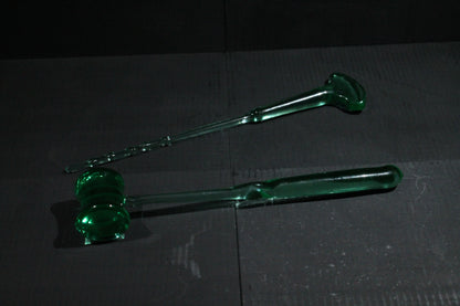 Uranium Glass Lobotomy Tool Set – Glowing Horror Art, Dark Medical Glass Sculpture, UV Reactive Creepy Decor for Curio Cabinet