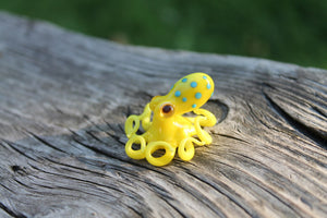 Colorful Miniature Murano Glass Octopus Sculpture, Handcrafted with a Vibrant and Lively Color Palette