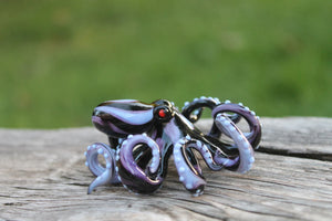 Purple Black Blown Glass Octopus, Glass Octopus, Glass, Octopus, Ocean, Octopus Sculpture, Squid, Kraken, Sea, Cephalopod, Blown Glass, Octopus Figurine