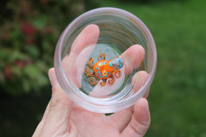 Orange Handcrafted Drinking Glass Octopus Animal Sculpture Figurine Sea Animal shot glasses