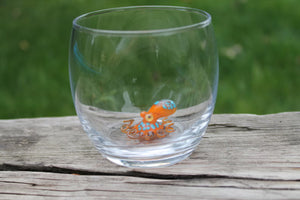 Orange Handcrafted Drinking Glass Octopus Animal Sculpture Figurine Sea Animal shot glasses