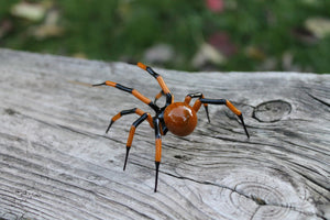 Brown Art Glass Spider Figurine, Blown Glass Spider, Spider halloween