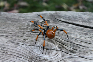 Brown Art Glass Spider Figurine, Blown Glass Spider, Spider halloween