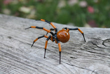Load image into Gallery viewer, Brown Art Glass Spider Figurine, Blown Glass Spider, Spider halloween
