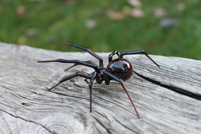 Custom Brown Art Glass Spider Figurine, Blown Glass Spider, Spider halloween