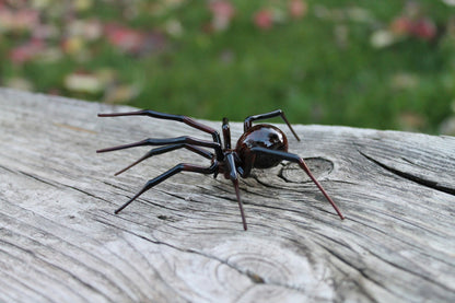 Custom Brown Art Glass Spider Figurine, Blown Glass Spider, Spider halloween