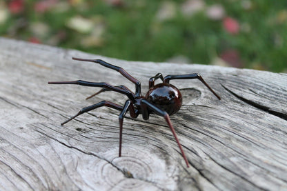 Custom Brown Art Glass Spider Figurine, Blown Glass Spider, Spider halloween