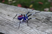 Load image into Gallery viewer, Blue Glass  black Garden Spider Sculpture, Blown Glass Figurine Art Insect, Glass Spider Figurine  Blown Glass Spider Glass Spider Miniature
