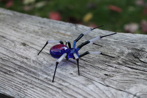 Blue Glass  black Garden Spider Sculpture, Blown Glass Figurine Art Insect, Glass Spider Figurine  Blown Glass Spider Glass Spider Miniature