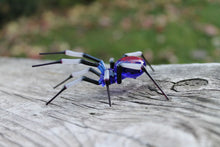 Load image into Gallery viewer, Blue Glass  black Garden Spider Sculpture, Blown Glass Figurine Art Insect, Glass Spider Figurine  Blown Glass Spider Glass Spider Miniature

