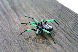 Glass black and green spider Glass Spider Figurine Glass Figurine Animal Figure Glass Sculpture
