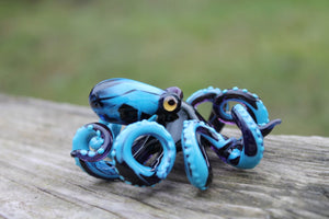 Purple Blue Glass Octopus Sculpture