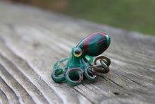 Load image into Gallery viewer, Green Ruby Red Miniature Handmade Glass Octopus Figurine, a Beautiful and Creative Glass Art Piece
