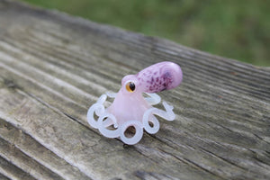 Light Pink Purple White  Miniature Handmade Glass Octopus Figurine, a Beautiful and Creative Glass Art Piece