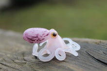 Load image into Gallery viewer, Light Pink Purple White  Miniature Handmade Glass Octopus Figurine, a Beautiful and Creative Glass Art Piece
