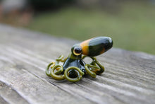 Load image into Gallery viewer, Green Olive Orange Miniature Handmade Glass Octopus Figurine, a Beautiful and Creative Glass Art Piece
