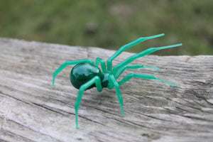 Glass Spider - Art Glass Sculpture Spider - Emerald Spider
