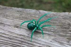 Glass Spider - Art Glass Sculpture Spider - Emerald Spider