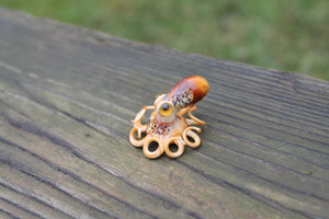 Custom Brown Miniature Handmade Glass Octopus Figurine, a Beautiful and Creative Glass Art Piece