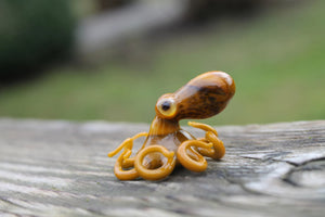 Brown Gold Miniature Handmade Glass Octopus Figurine, a Beautiful and Creative Glass Art Piece