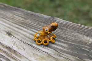 Brown Gold Miniature Handmade Glass Octopus Figurine, a Beautiful and Creative Glass Art Piece