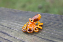 Load image into Gallery viewer, Bright Orange Miniature Handmade Glass Octopus Figurine, a Beautiful and Creative Glass Art Piece
