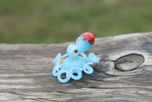 Load image into Gallery viewer, Blue Red Miniature Handmade Glass Octopus Figurine, a Beautiful and Creative Glass Art Piece

