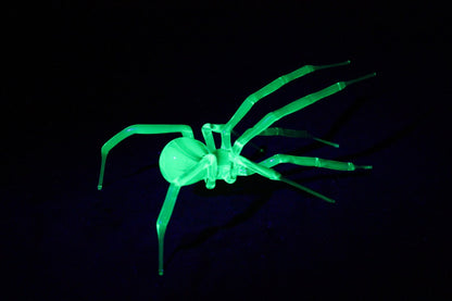 Glowing Uranium Glass Spider Figurine – Handmade UV Reactive Art