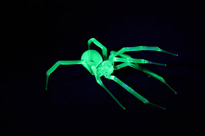 Glowing Uranium Glass Spider Figurine – Handmade UV Reactive Art