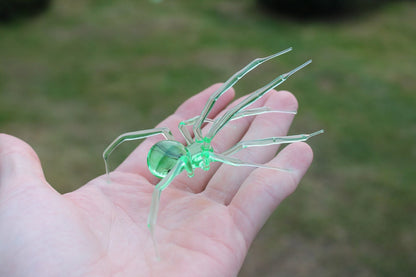 Glowing Uranium Glass Spider Figurine – Handmade UV Reactive Art