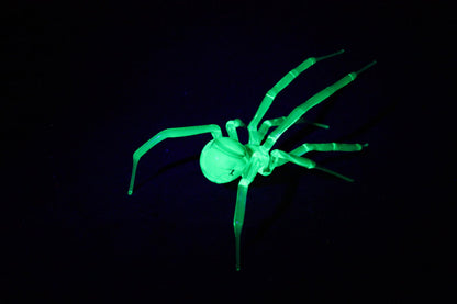 Glowing Uranium Glass Spider Figurine – Handmade UV Reactive Art